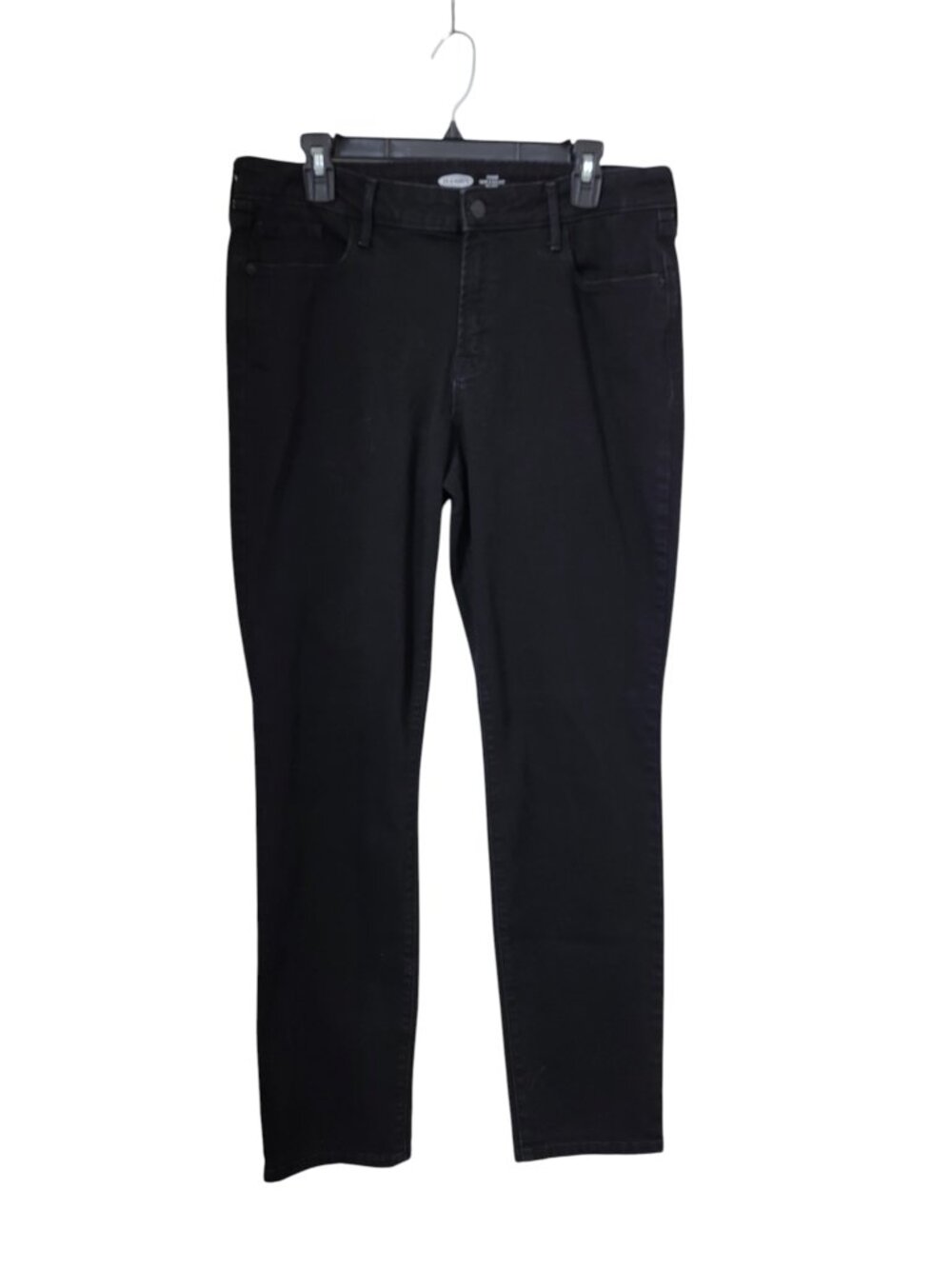 Old Navy Size 14 Long Black Power Slim Straight Mid Rise Denim Jeans